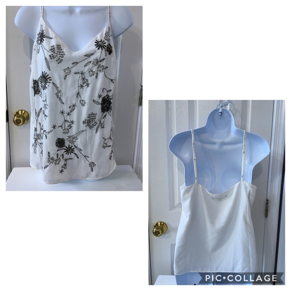 WHBM V-Neck Beaded Top - Picture 2 of 8